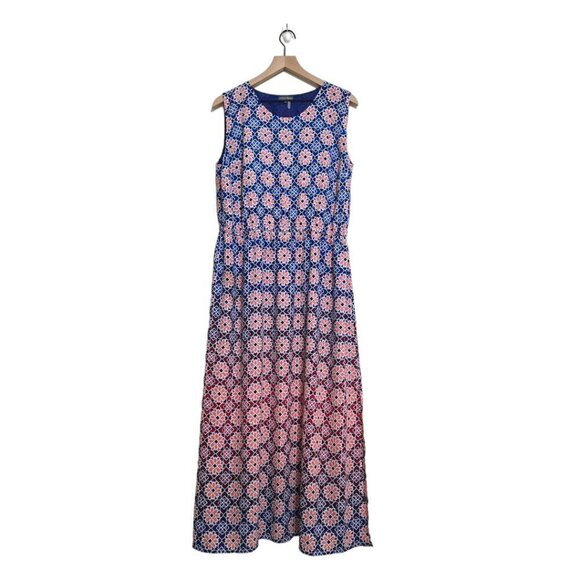 Vince Camuto Multi Color Geometric Sleeveless Flowy Maxi Dress Sz 1X - Picture 1 of 7